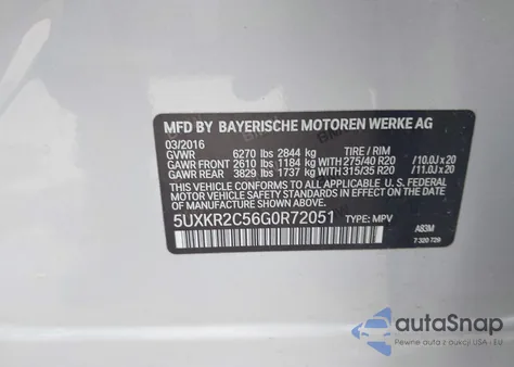 2016 BMW X5 Sdrive35I из США, поврежденный, VIN 5UXKR2C56G0R72051